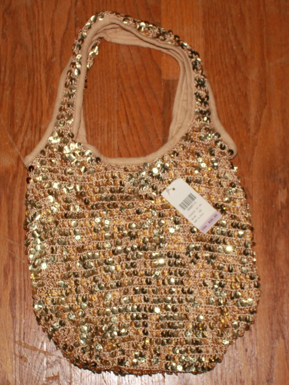Vintage Unknown Brand Crochet & Sequin Accent Slouchy Hobo Handbag